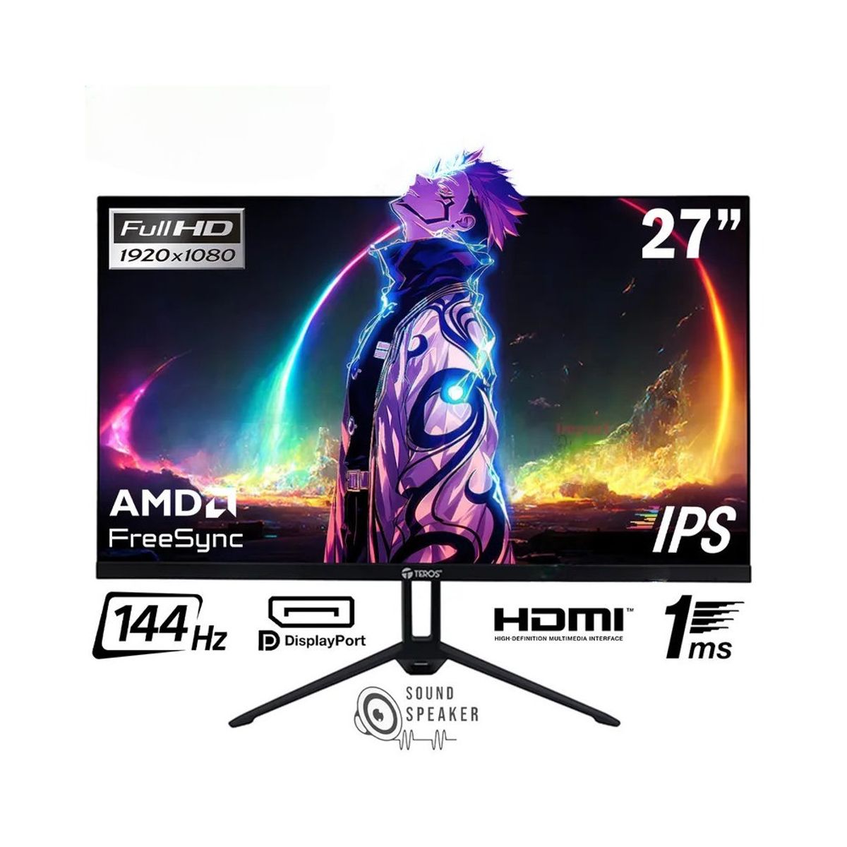 TEROS - MONITOR PLANO TEROS TE-2714S 27 IPS 144HZ 1MS DP HDMI PARLANTES
