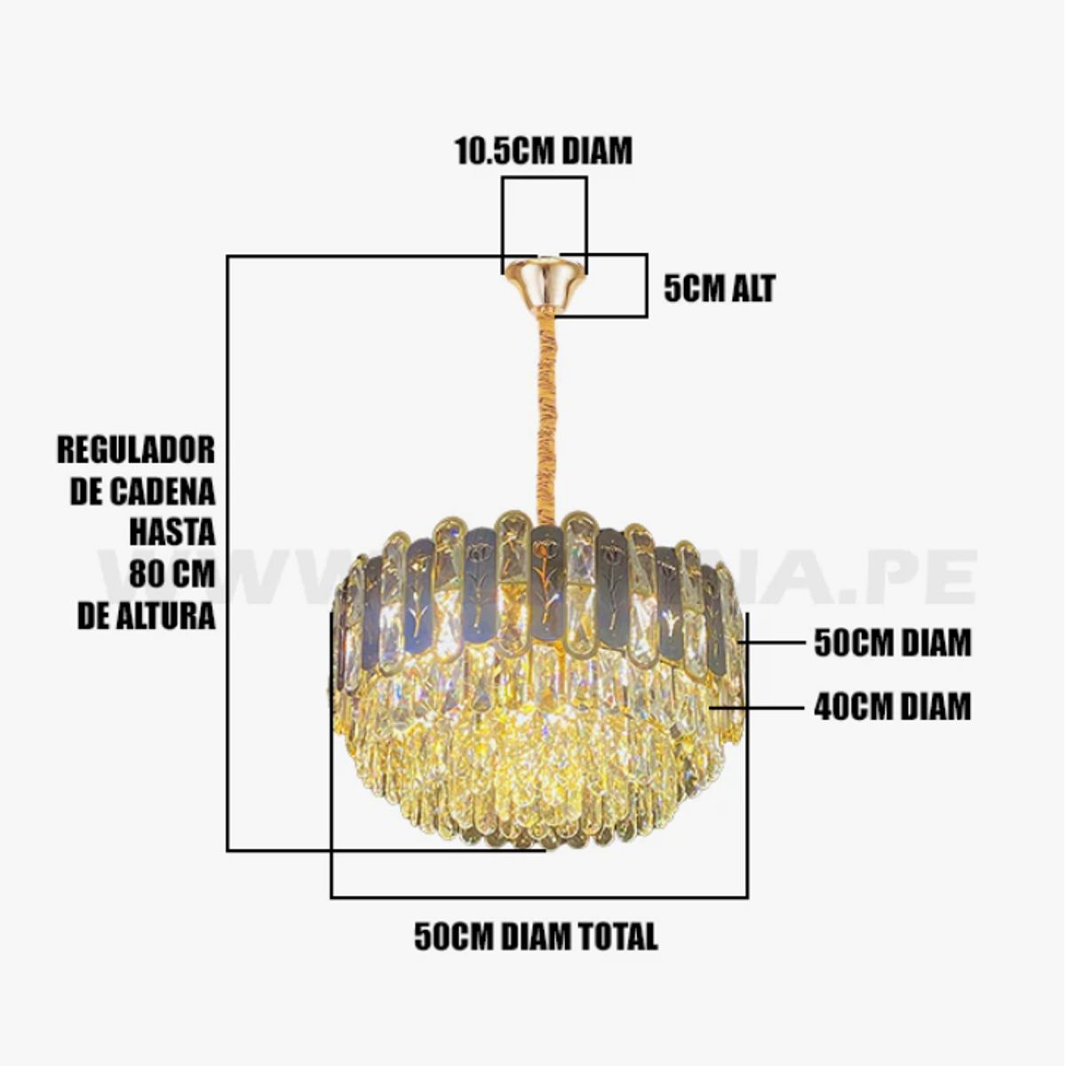 GENERICO - Lámpara Colgante Cristal Gold Led 60W