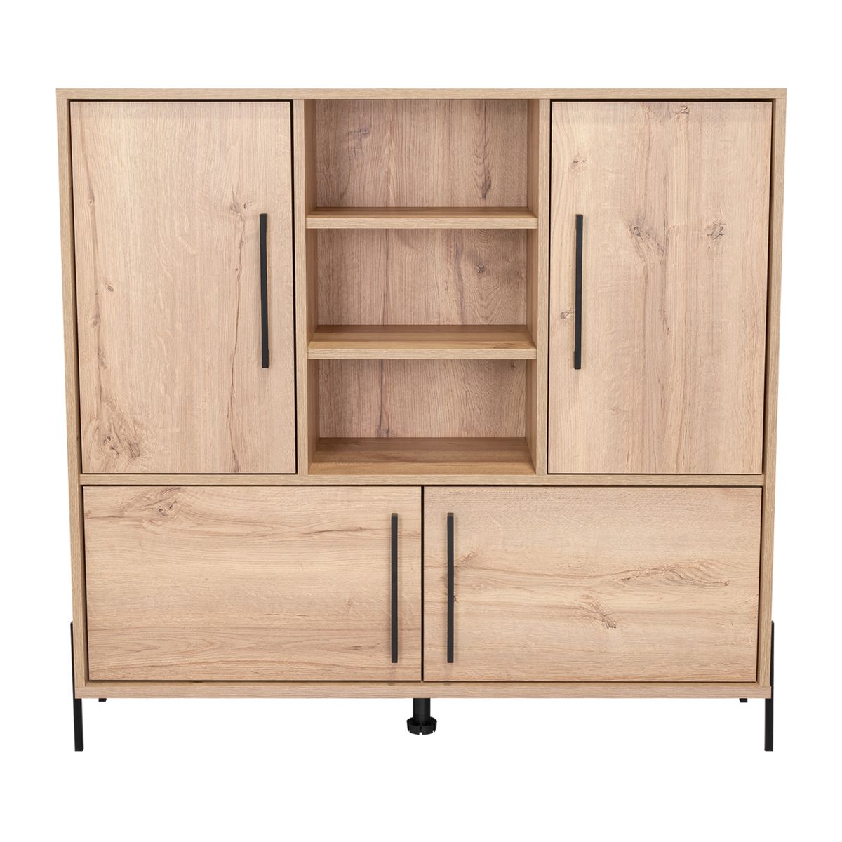 FMFURNITURE - Buffet Tipo Arrimo 4 Puertas Con Ampio Espacio - Café Claro