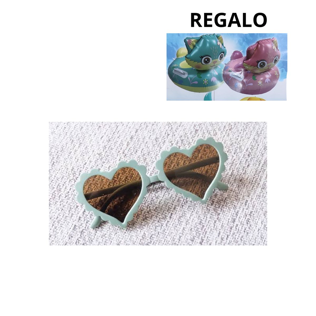 GENERICO - Lentes de Sol Niña Corazon Vintage PL2916 Verde + Flotador