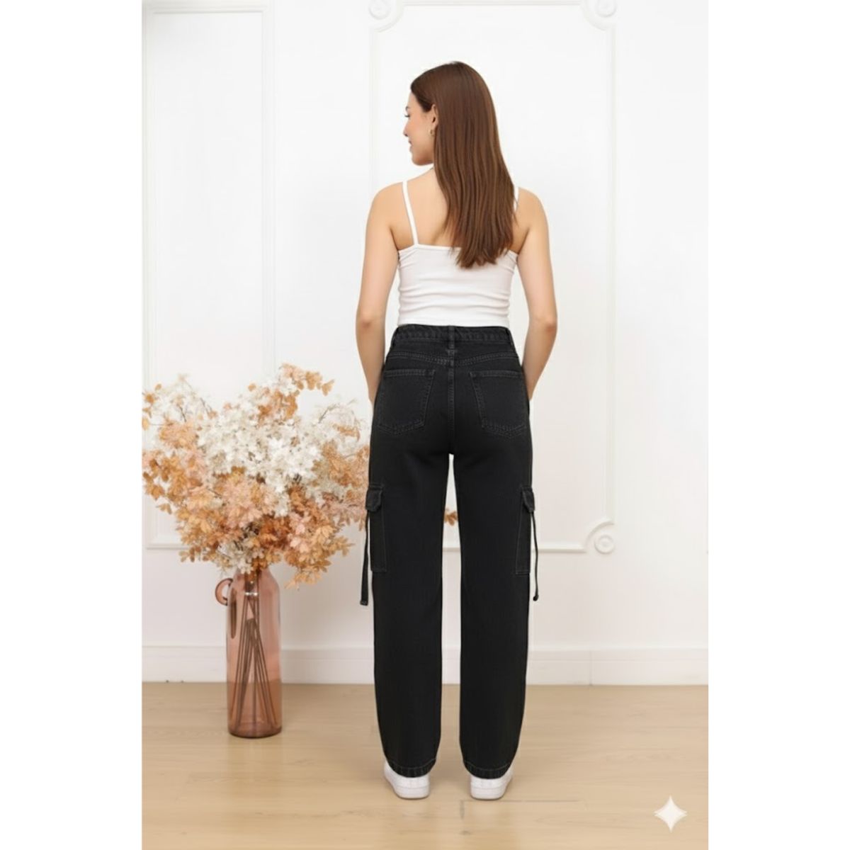 GENERICO - Pantalón Cargo Jean rigido  -  Dama