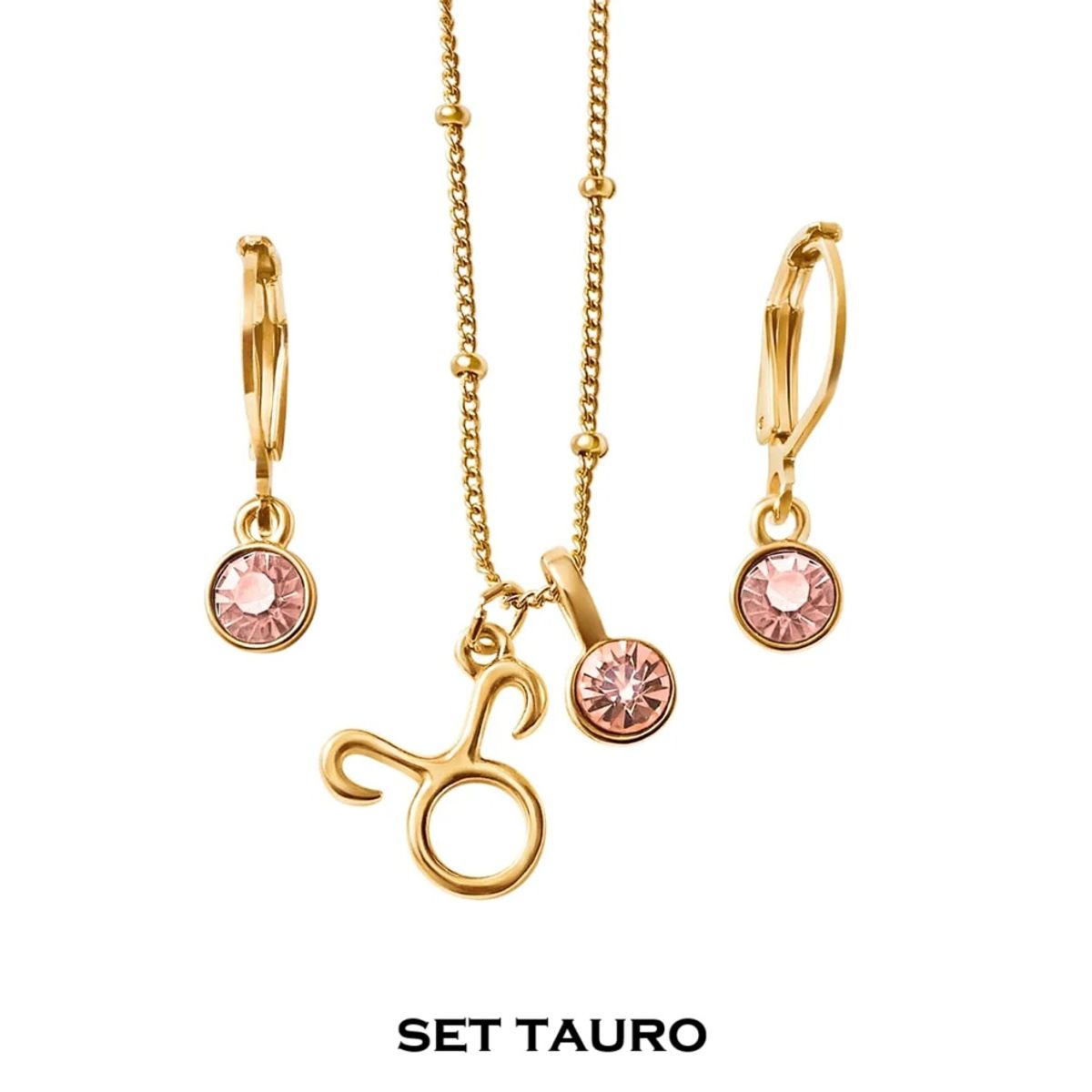 ESIKA - Set Collar + Aretes Tauro Signos Zodiacales Baño de Oro 24k y Cristales