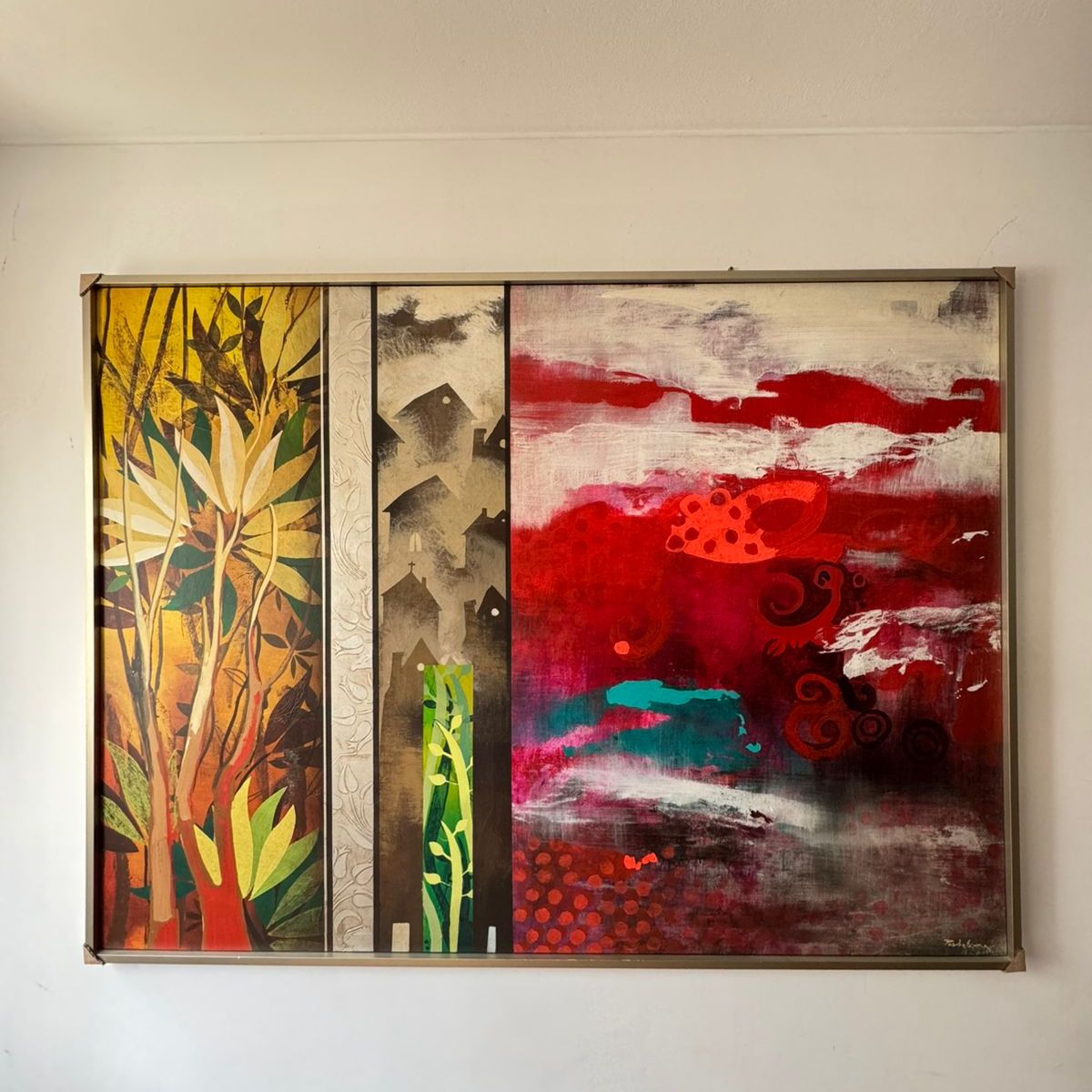 GENERICO - Cuadro abstracto mixto al oleo 172x128cm