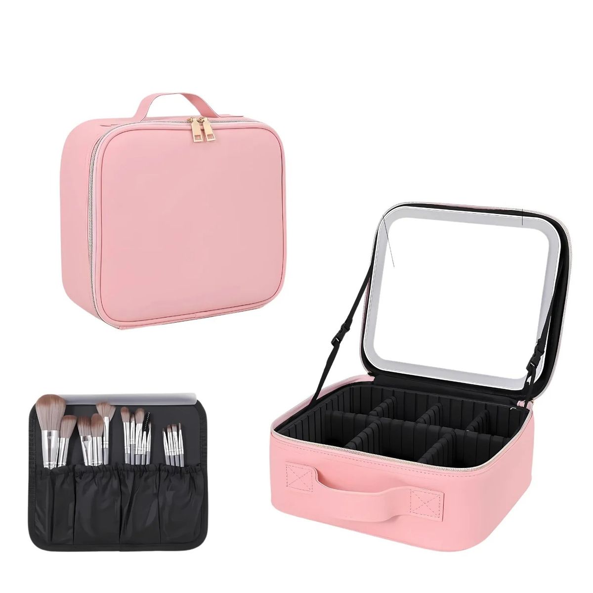 OEM - Estuche De Maquillaje Con Espejo Luz Led Cosmetiquera