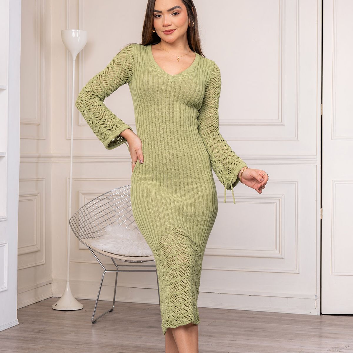 ARMA TU LOOK - VESTIDO SOFIA MIDI DE HILO MANGA LARGA