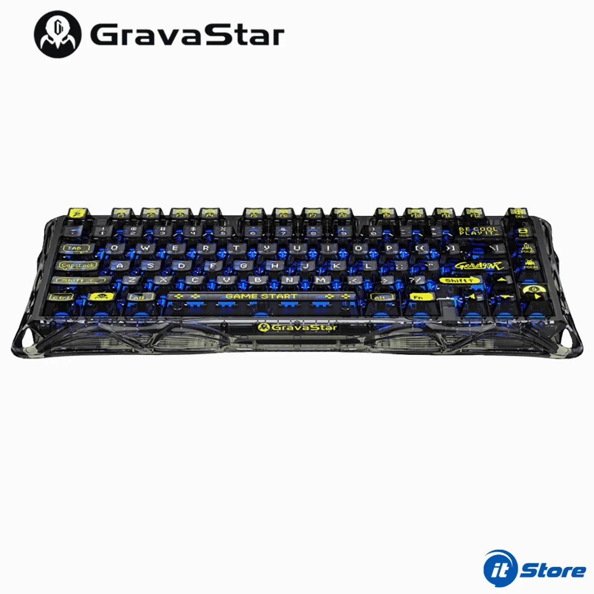 GRAVASTAR - Teclado GravaStar MERCURY K1 LITE Inalambico Ingles TRANSPARENT BLACK