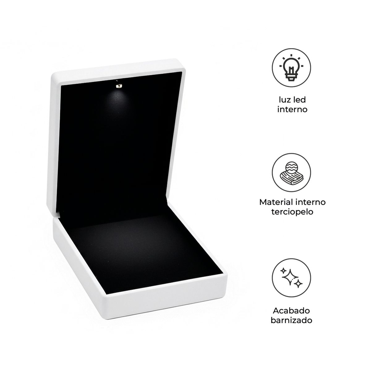 S&T - Estuche de Lujo para Collar con Luz LED Blanco