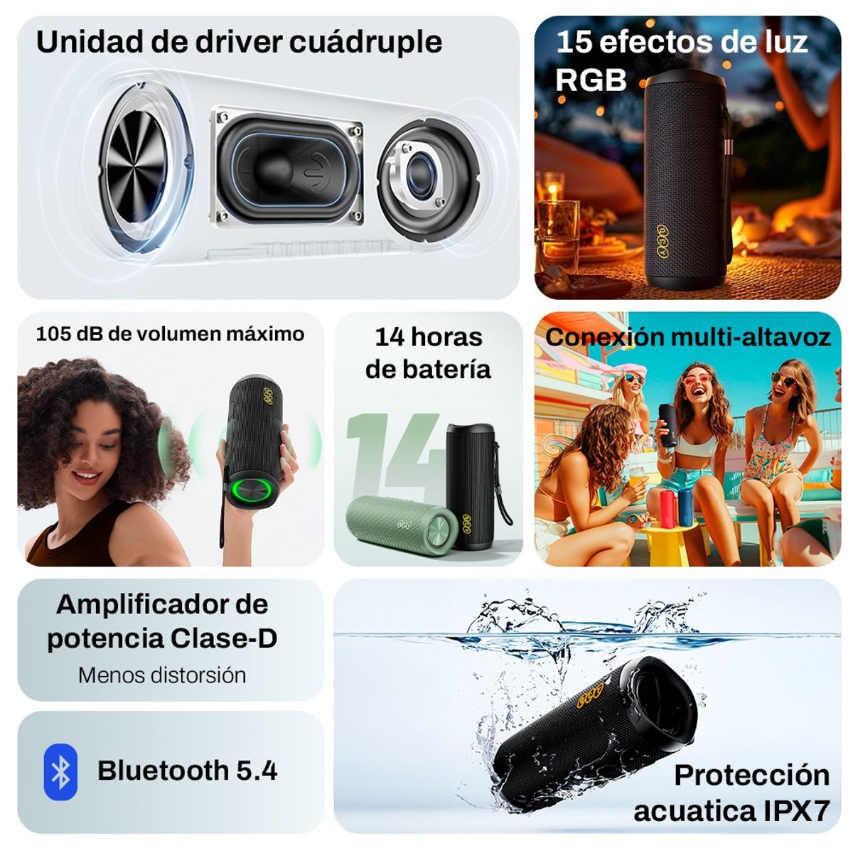 QCY - Altavoz Qcy Sp7 40w Bluetooth 5.4 IPX7