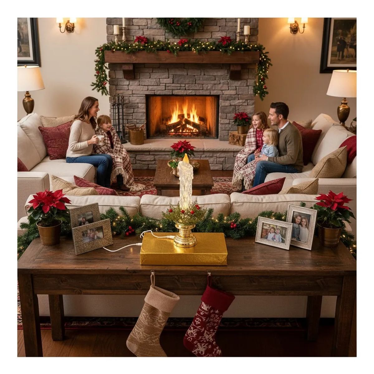 GENERICO - Vela Navideña LED Grande 26 cm – Luz Cálida con Cable y Pilas AAA AMARILLO