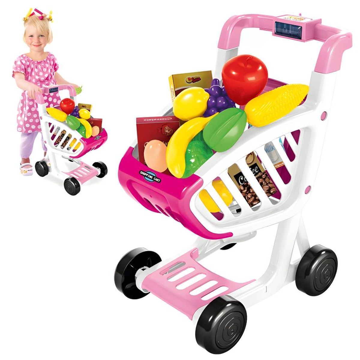GENERICO - Carrito de Compras Infantil con Frutas y Verduras de Juguete