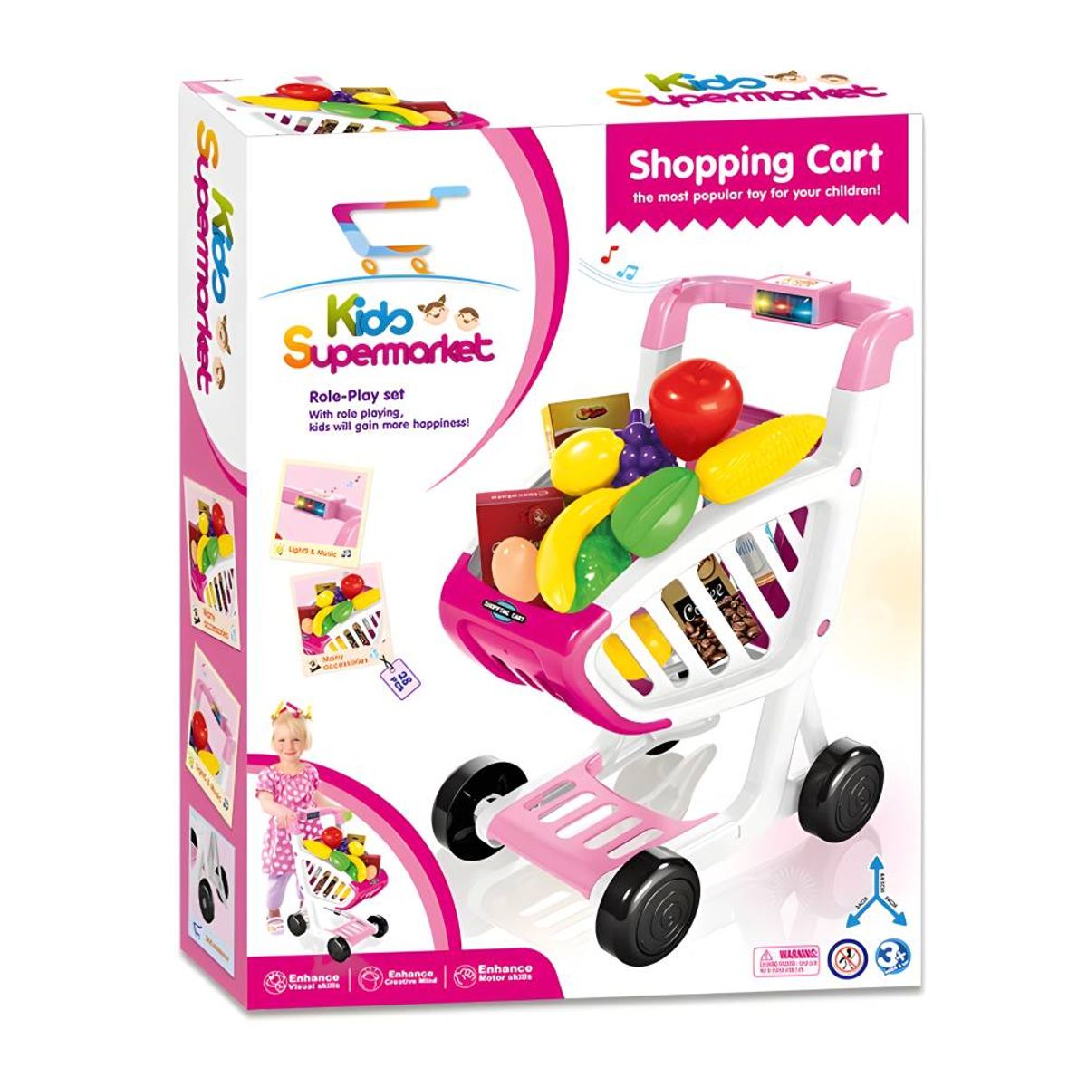 GENERICO - Carrito de Compras Infantil con Frutas y Verduras de Juguete