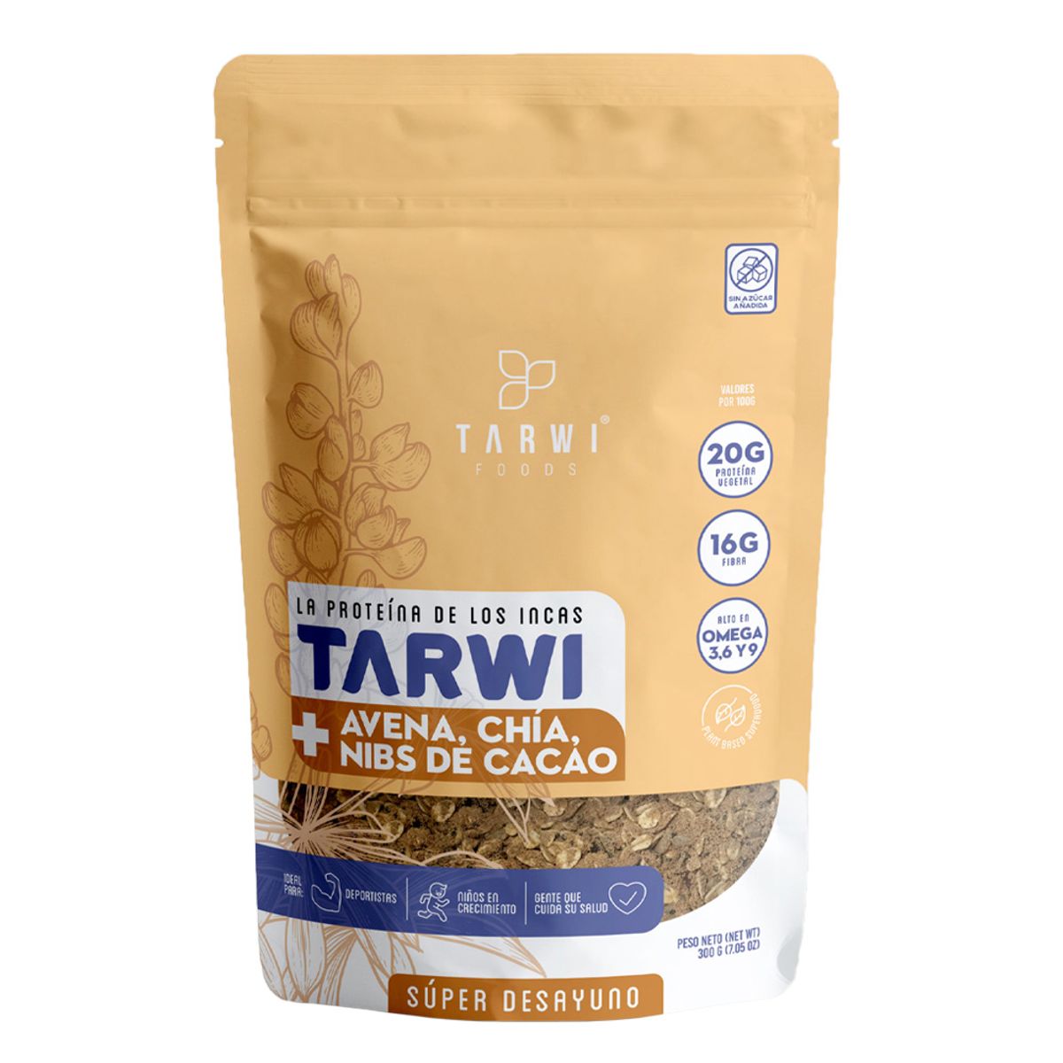 TARWI FOODS - Super Desayuno Tarwi - Avena chía nibs de cacao