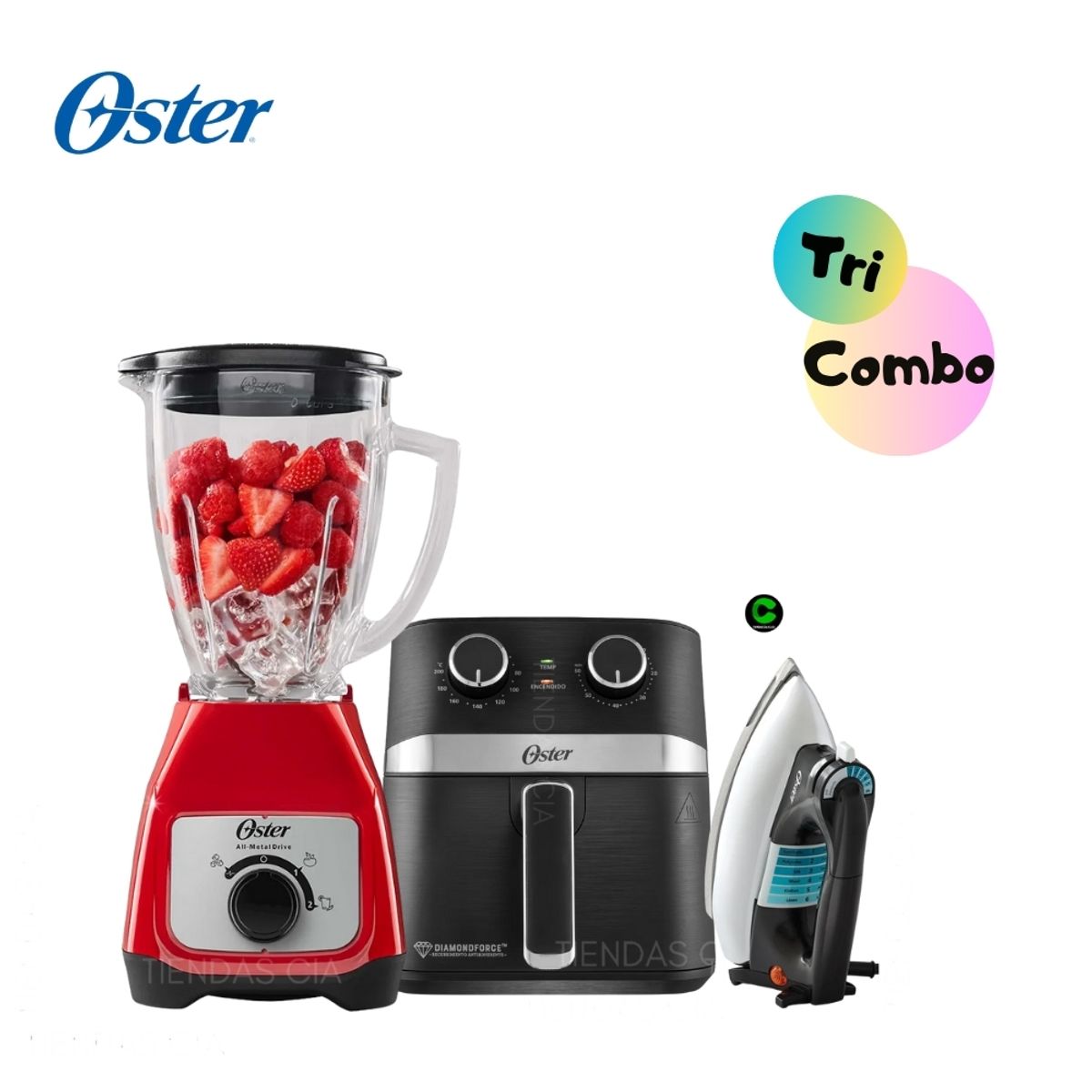 OSTER - TriCombo Oster Licuadora BLSTKAGRRD + Freidora y Plancha