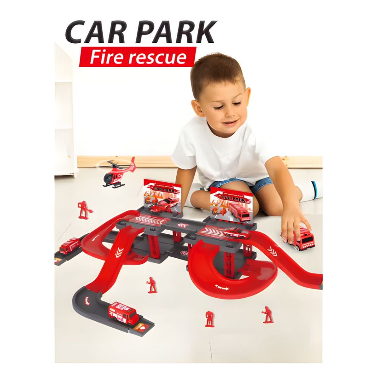 GENERICO - Set de Pista De Bomberos Rojo 37 Pcs DIY