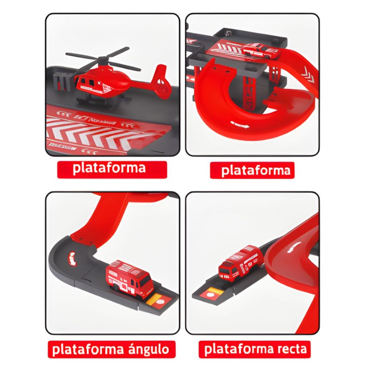 GENERICO - Set de Pista De Bomberos Rojo 37 Pcs DIY