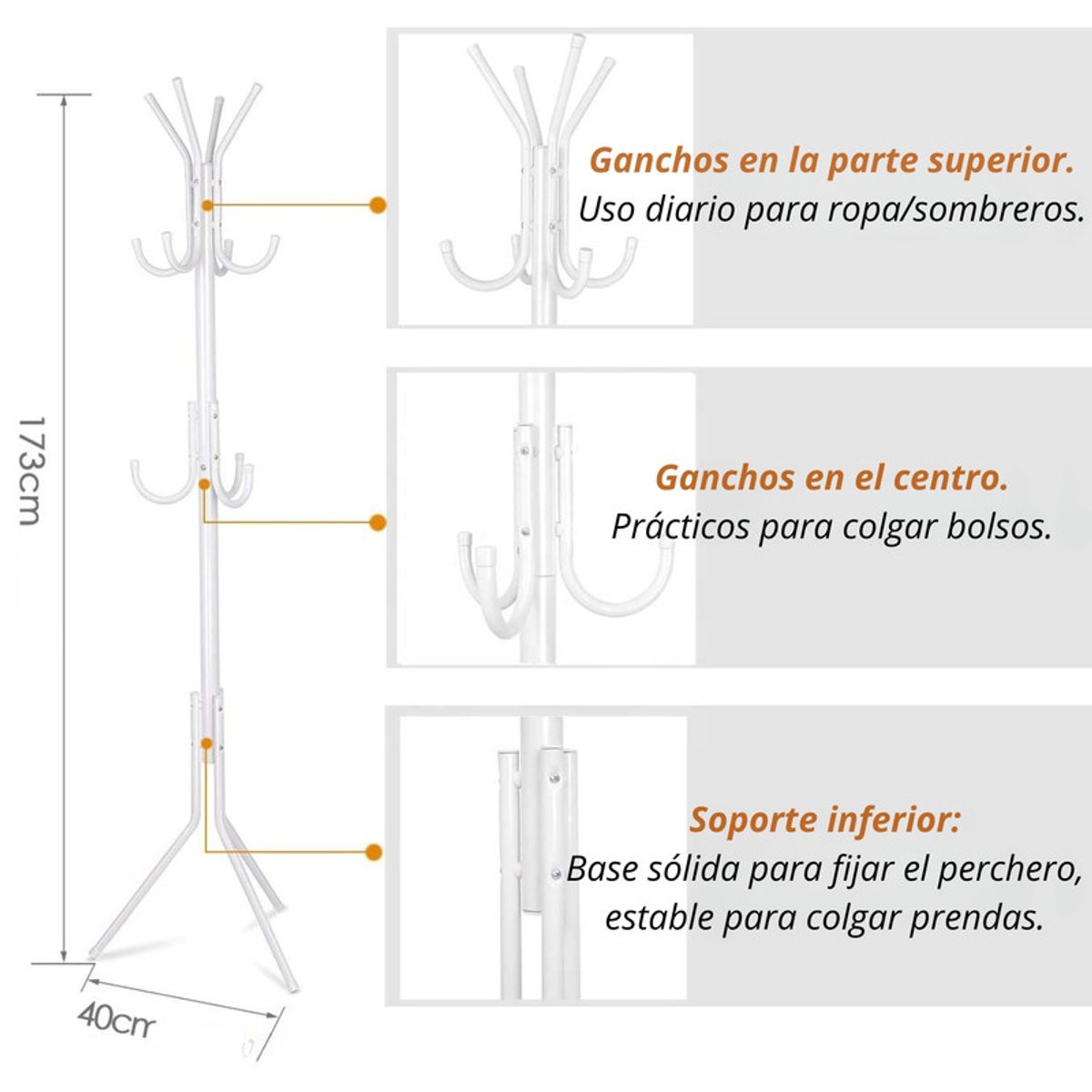 PENTHA - Perchero Armable Colgador Metálico para Orden y Estilo Blanco