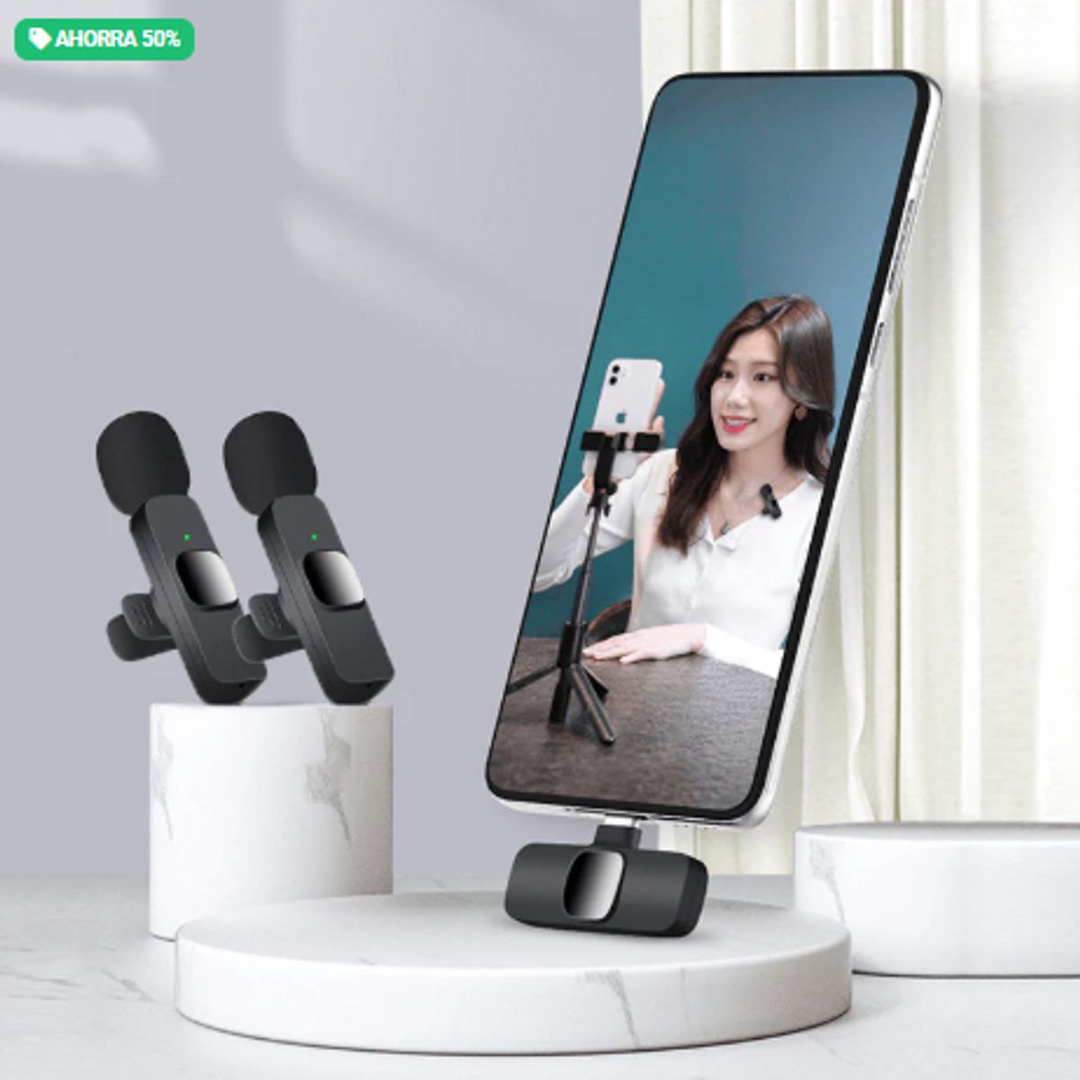 GENERICO - 2x1 Microfonos inalámbrico para celular Aislador de sonido