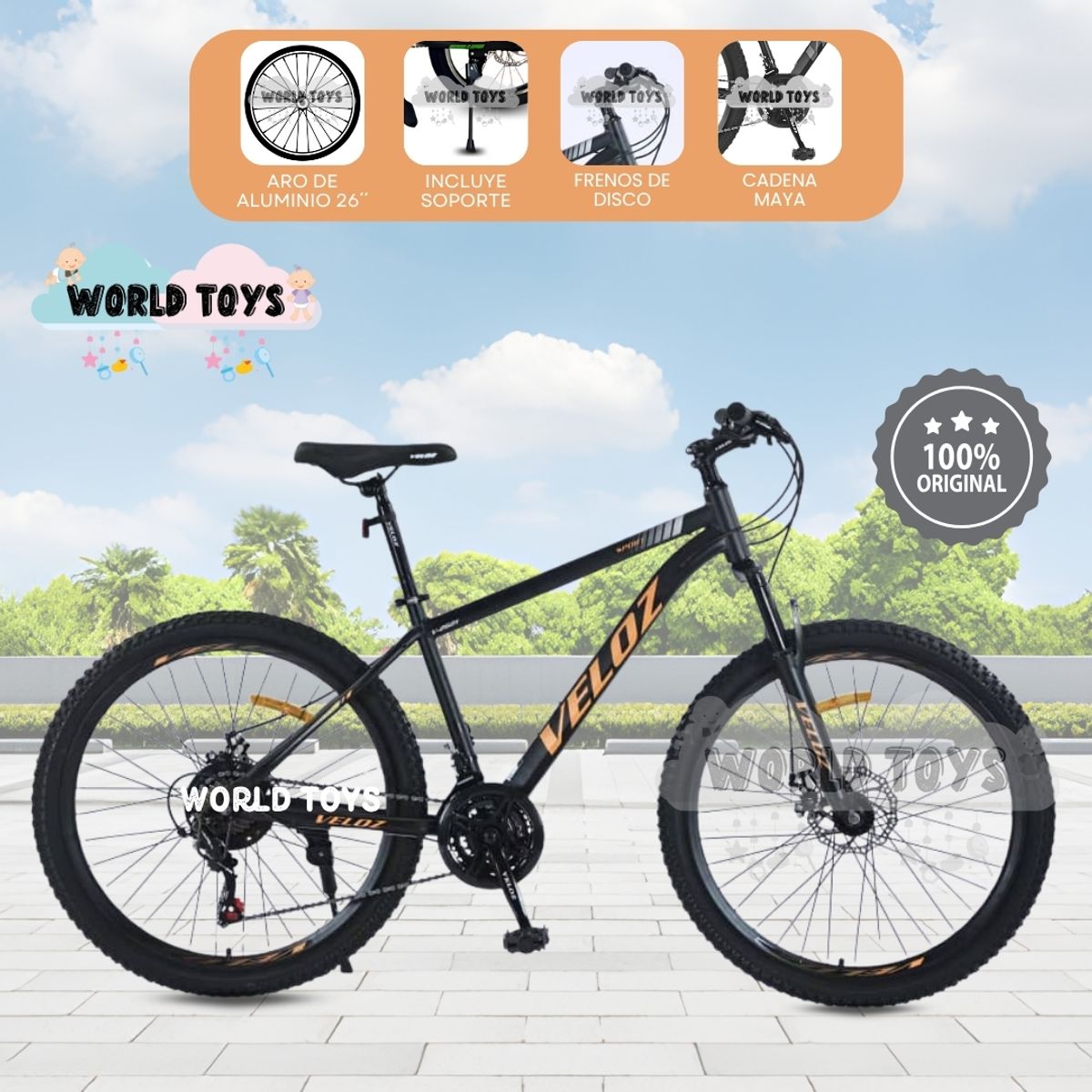 VELOX - Bicicleta Deportiva Aro 26 «ROMANI MTB» Edición Limitada Orange