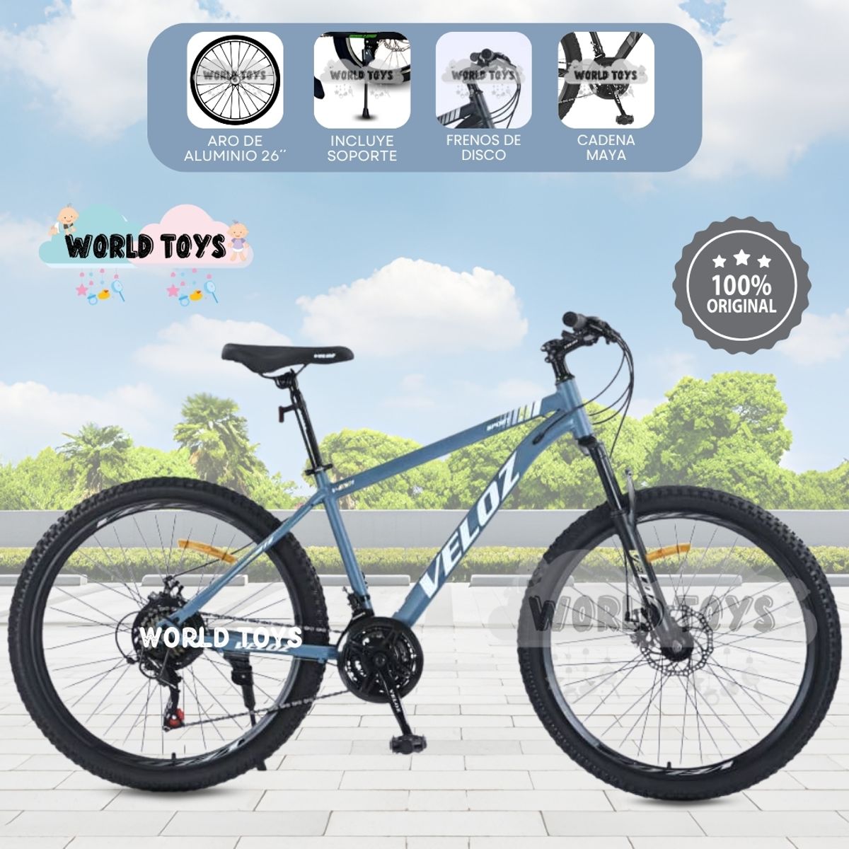 VELOX - Bicicleta Deportiva Aro 26 «ROMANI MTB» Edición Limitada Light Blue