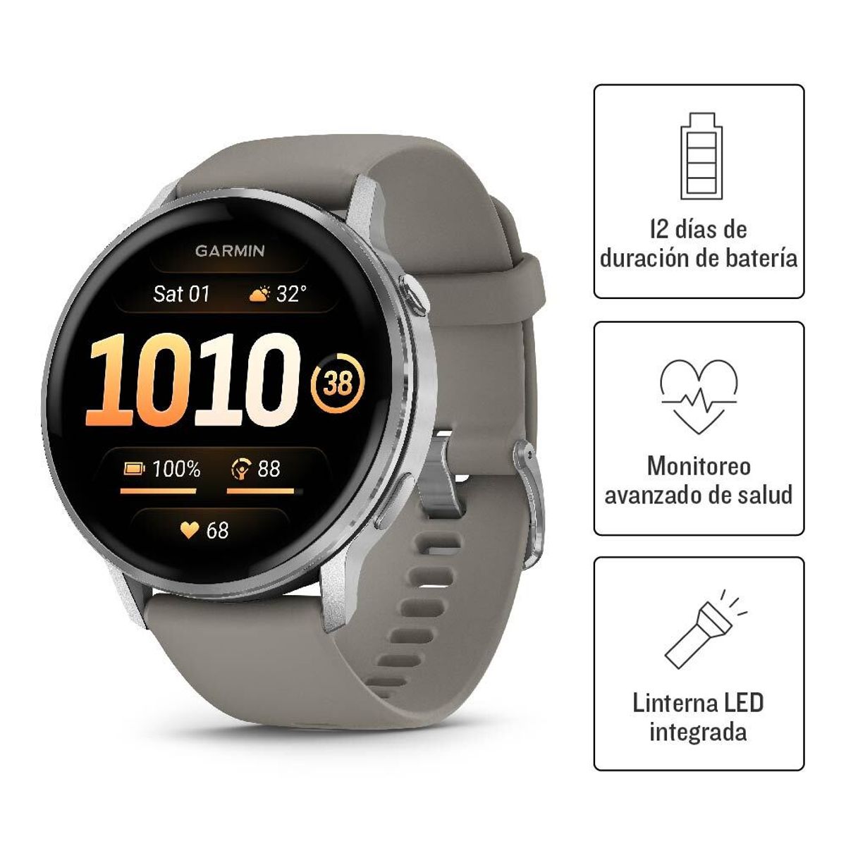 GARMIN - Smartwatch Garmin Venu 4 45mm Plata Running Deporte Fitness