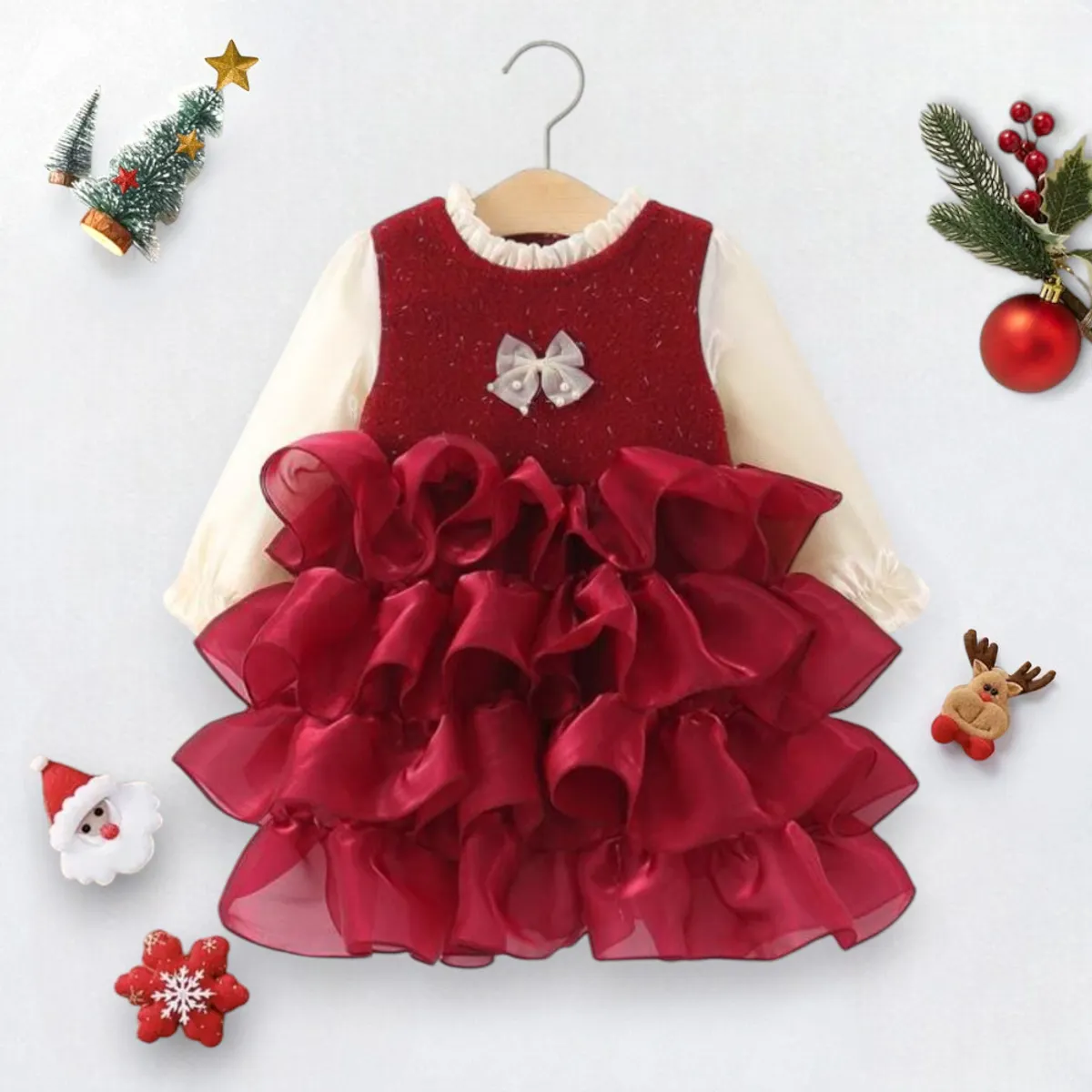 GENERICO - VESTIDO PARA NIÑA DE NAVIDAD - IDEAL PARA INVIERNO