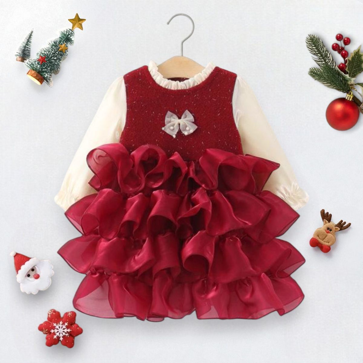 GENERICO - VESTIDO PARA NIÑA DE NAVIDAD - IDEAL PARA INVIERNO