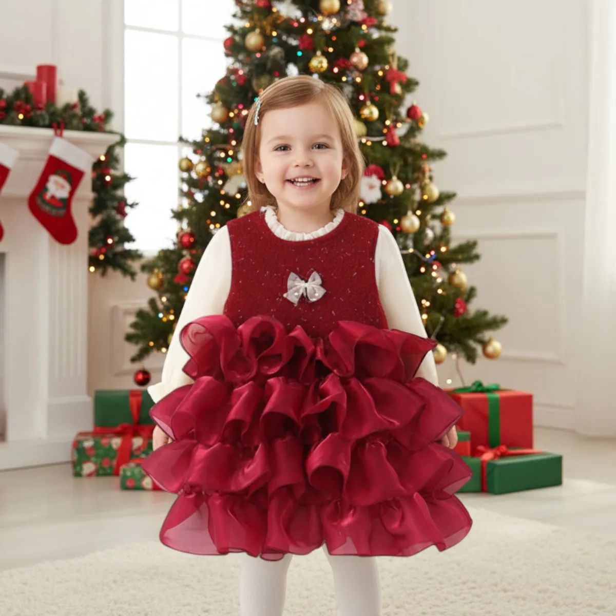 GENERICO - VESTIDO PARA NIÑA DE NAVIDAD - IDEAL PARA INVIERNO