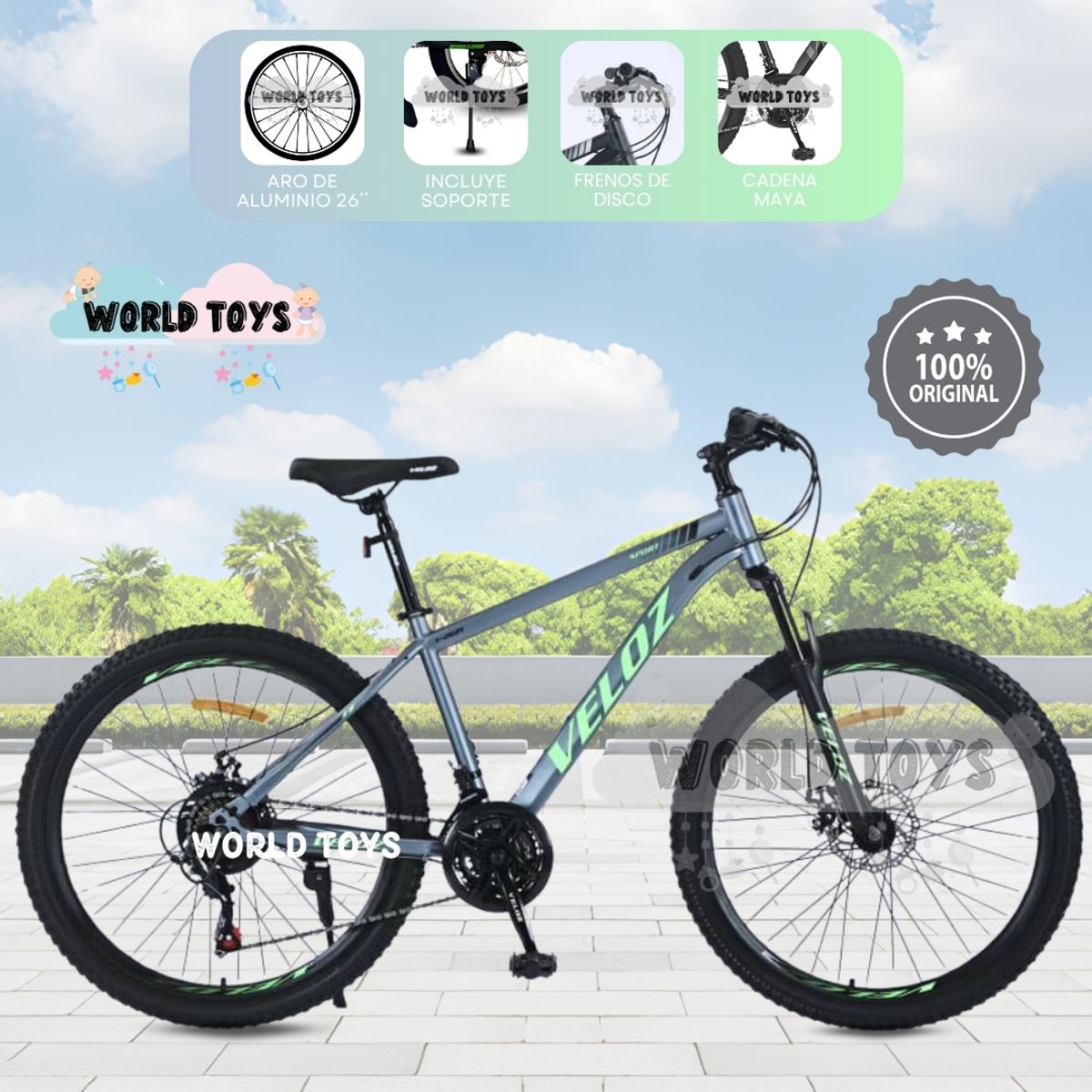 Bicicleta Deportiva Aro 26 «ROMANI MTB» Edición Limitada Green, marca Velox - Foto Principal