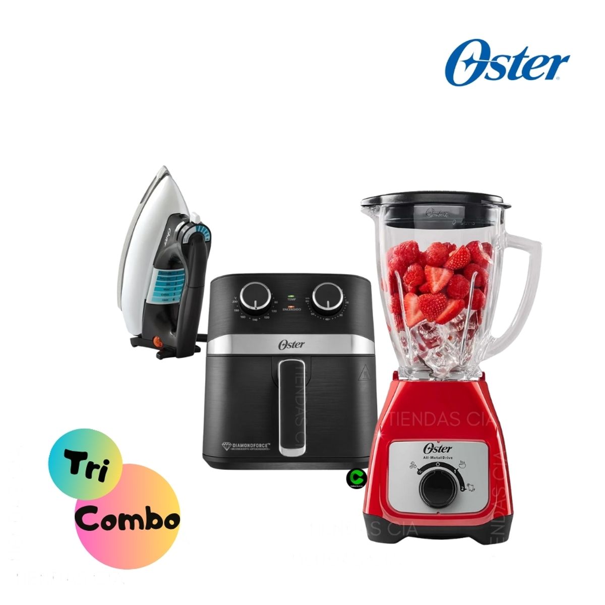 OSTER - TriCombo Oster Freidora - Licuadora 1.5 L y Plancha