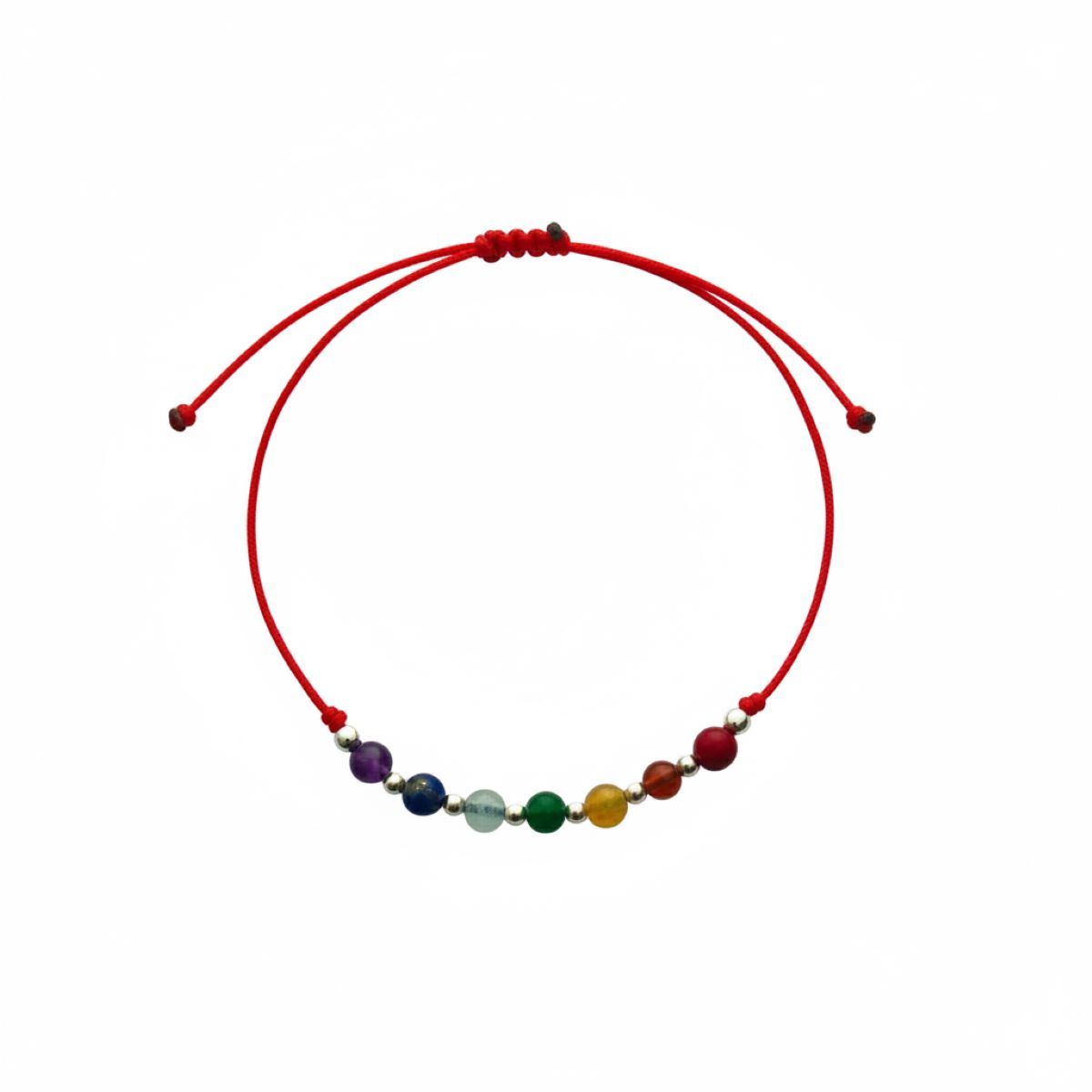 ESPIRAL ROJO - Pulsera 7 Chakras - Hilo y Plata