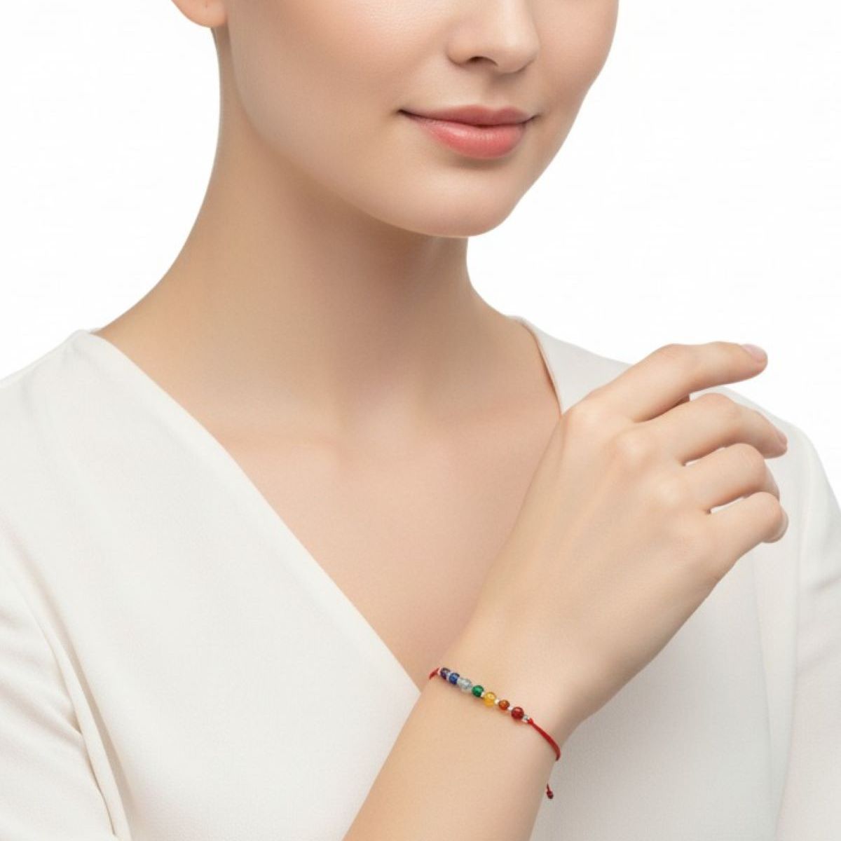 ESPIRAL ROJO - Pulsera 7 Chakras - Hilo y Plata