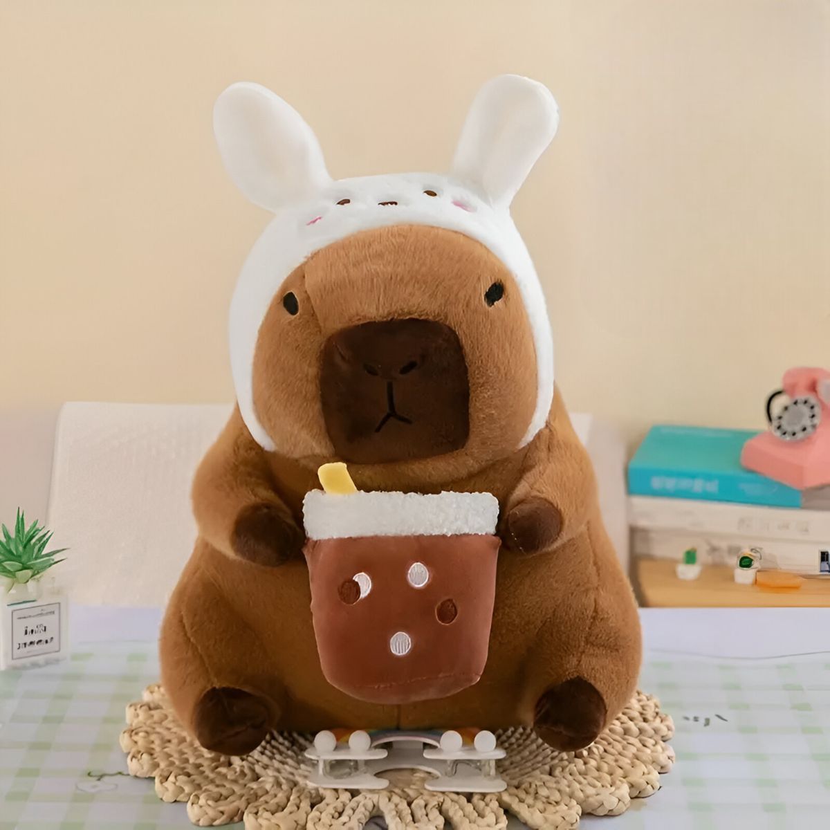 GENERICO - Peluche Capibara Conejo Bubble Tea Antialérgico 30cm