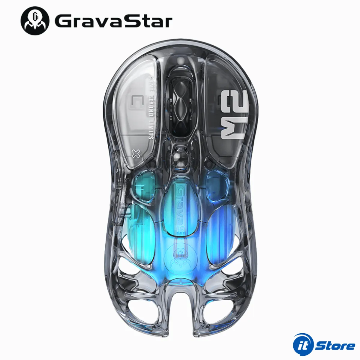GRAVASTAR - Mouse GravaStar MERCURY M2 Inalambrico TRANSPARENT BLACK