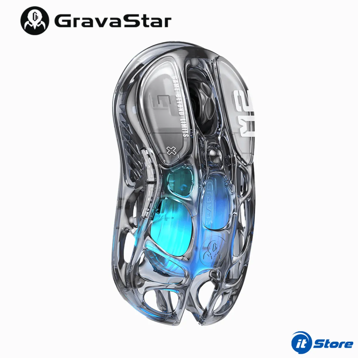 GRAVASTAR - Mouse GravaStar MERCURY M2 Inalambrico TRANSPARENT BLACK