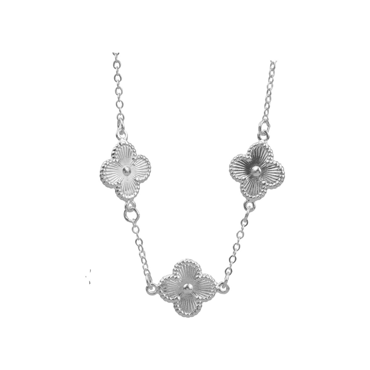 CLEO JOYAS & ACCESORIOS - Collar 3 Treboles Plateado