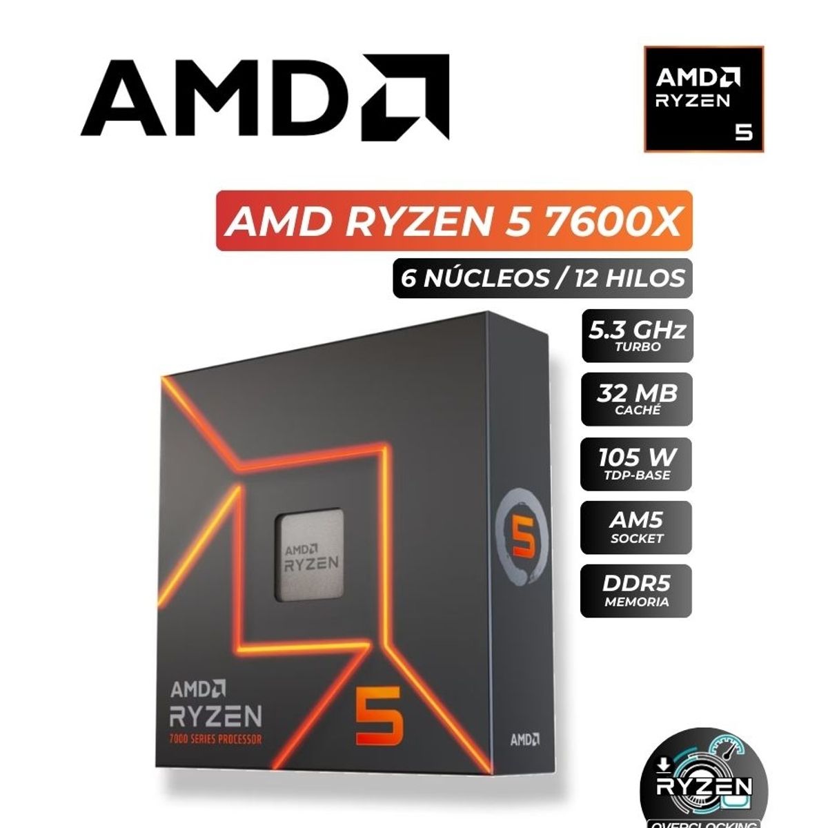 AMD - Computadora PC Gamer RYZEN 5 7600X RAM DDR5 32GB SSD 1TB RTX 5060 8GB