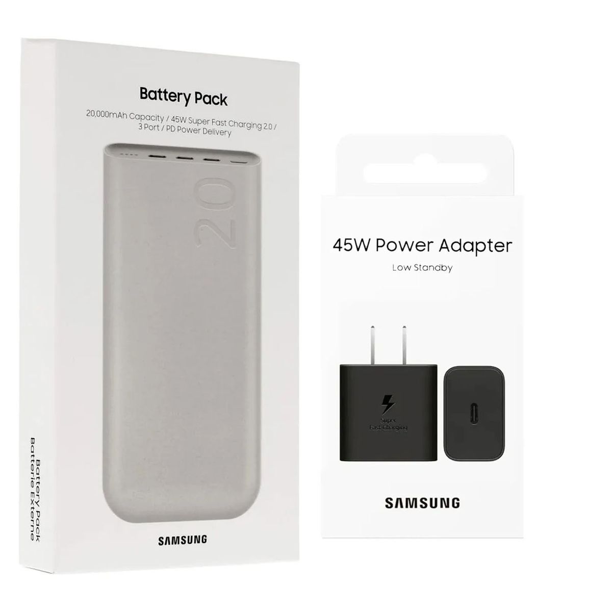 SAMSUNG - Cargador Power Bank Samsung 20000mAh + Cargador 45W