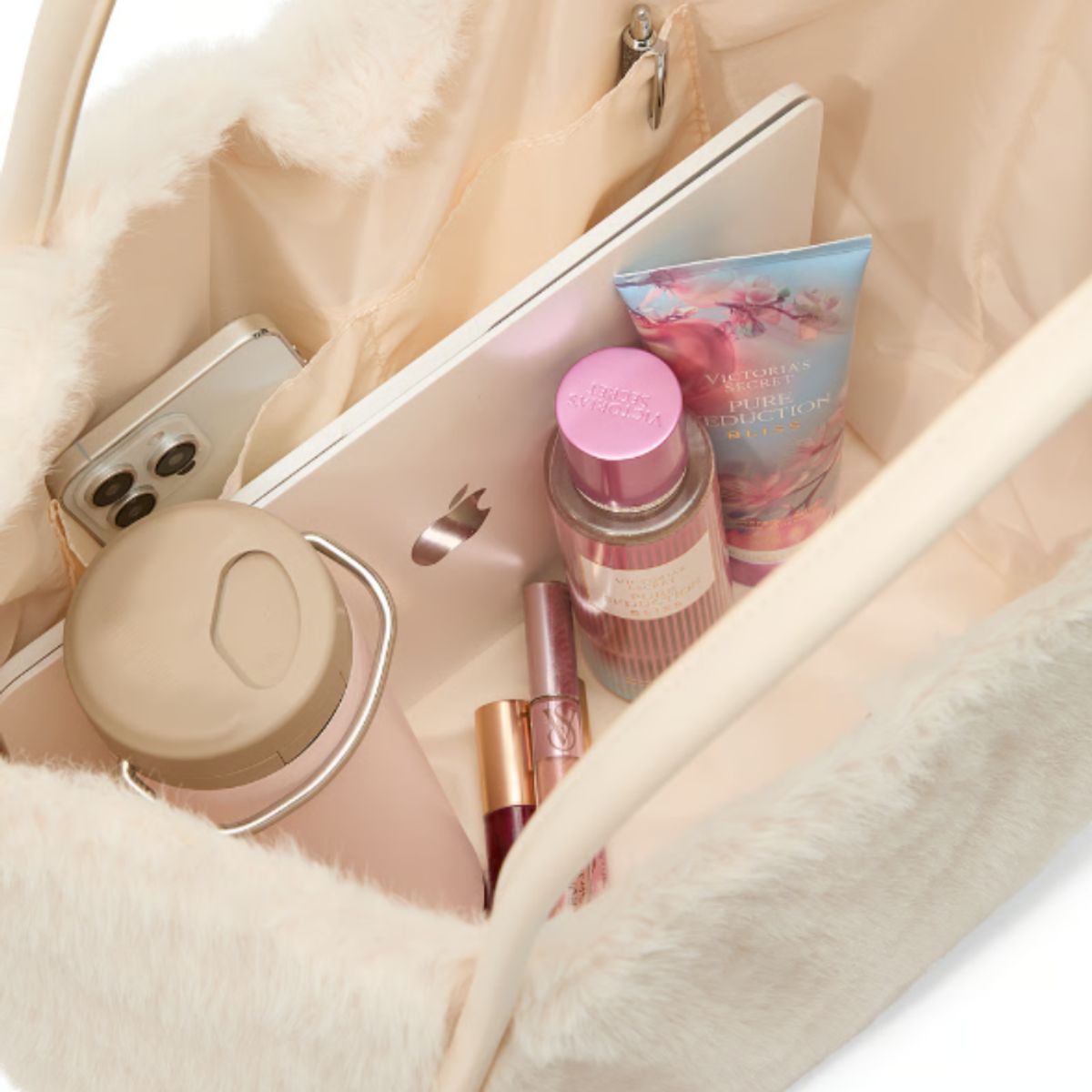 VICTORIA'S SECRET - BOLSO GRANDE VICTORIA SECRET DE PIEL SINTETICA CREMA