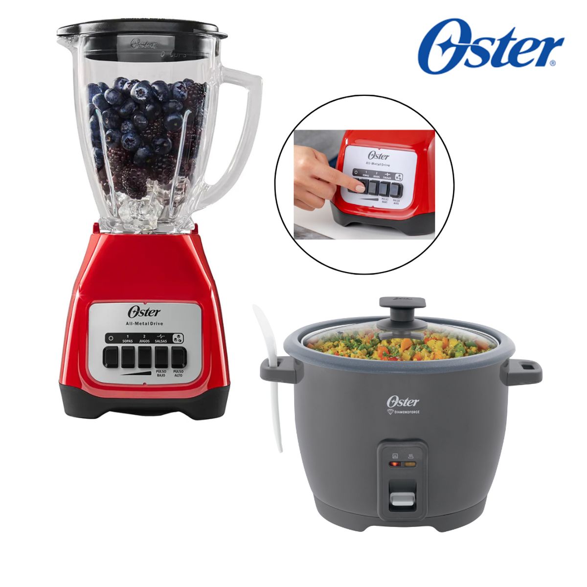 OSTER - Combo Oster Licuadora BLSTKAGRPB + Arrocera 1.8 L