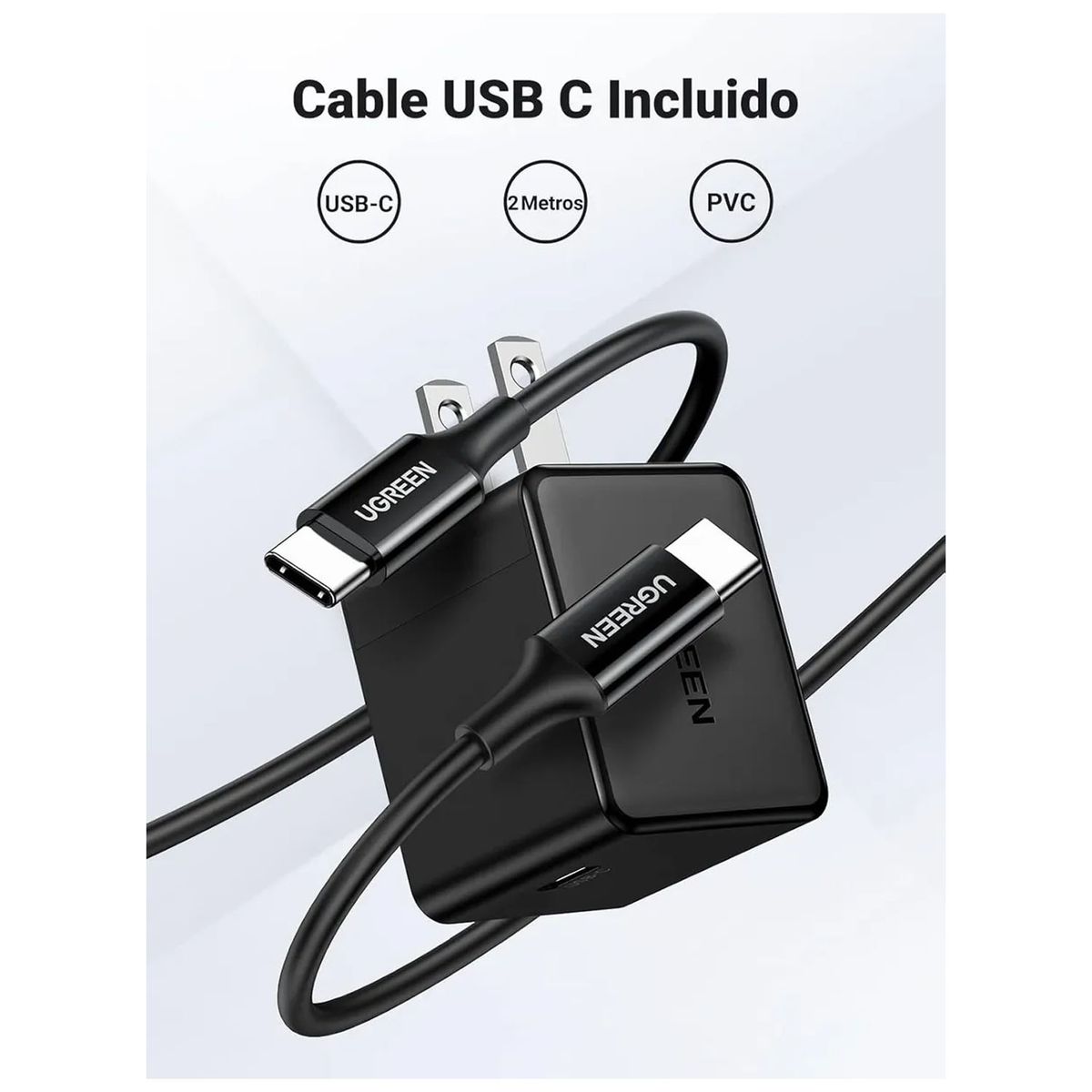 UGREEN - Cargador Ugreen  Usb C 25w + Cable Usb-C 50576 Negro