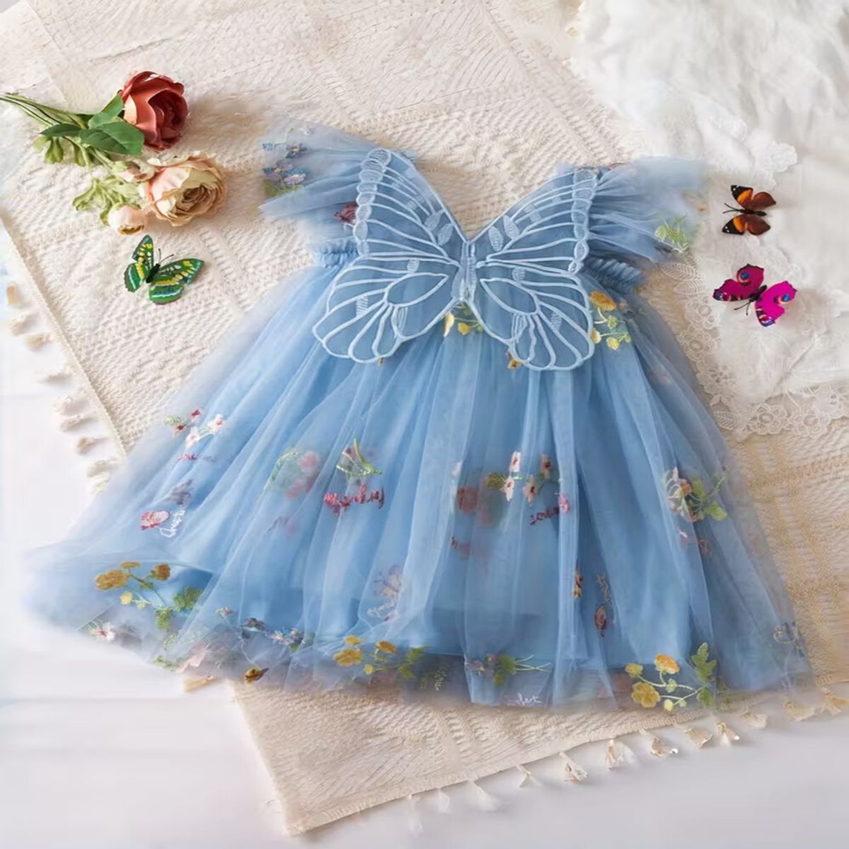 GENERICO - VESTIDO DE  NIÑA BEBE  DE MARIPOSAS