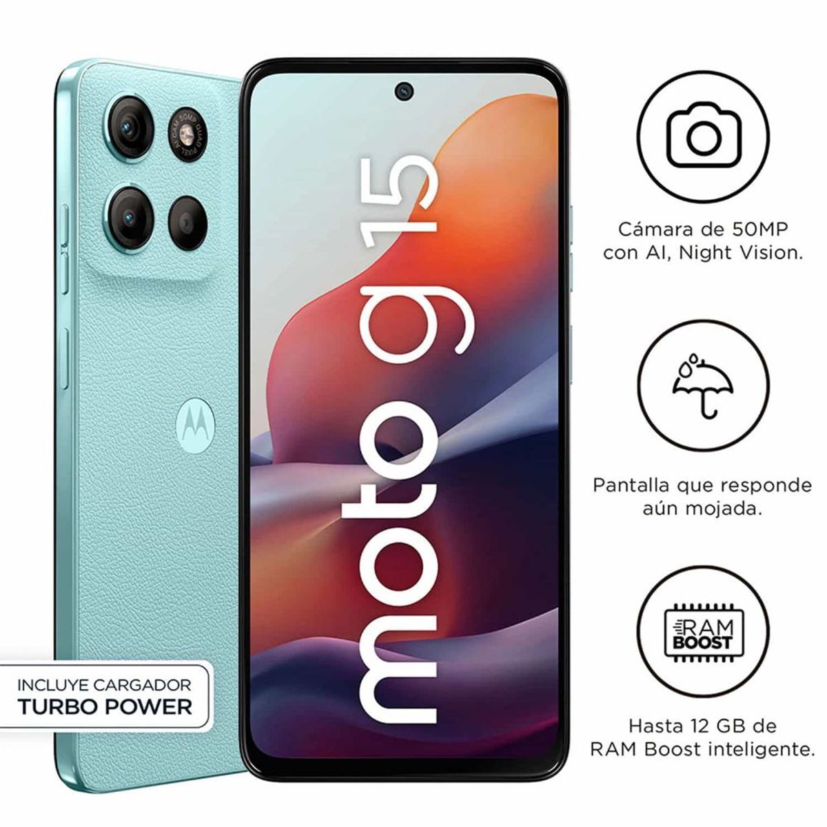 MOTOROLA - Celular 4G Motorola G15 XT2521-2 4GB 512GB 50MP Celeste