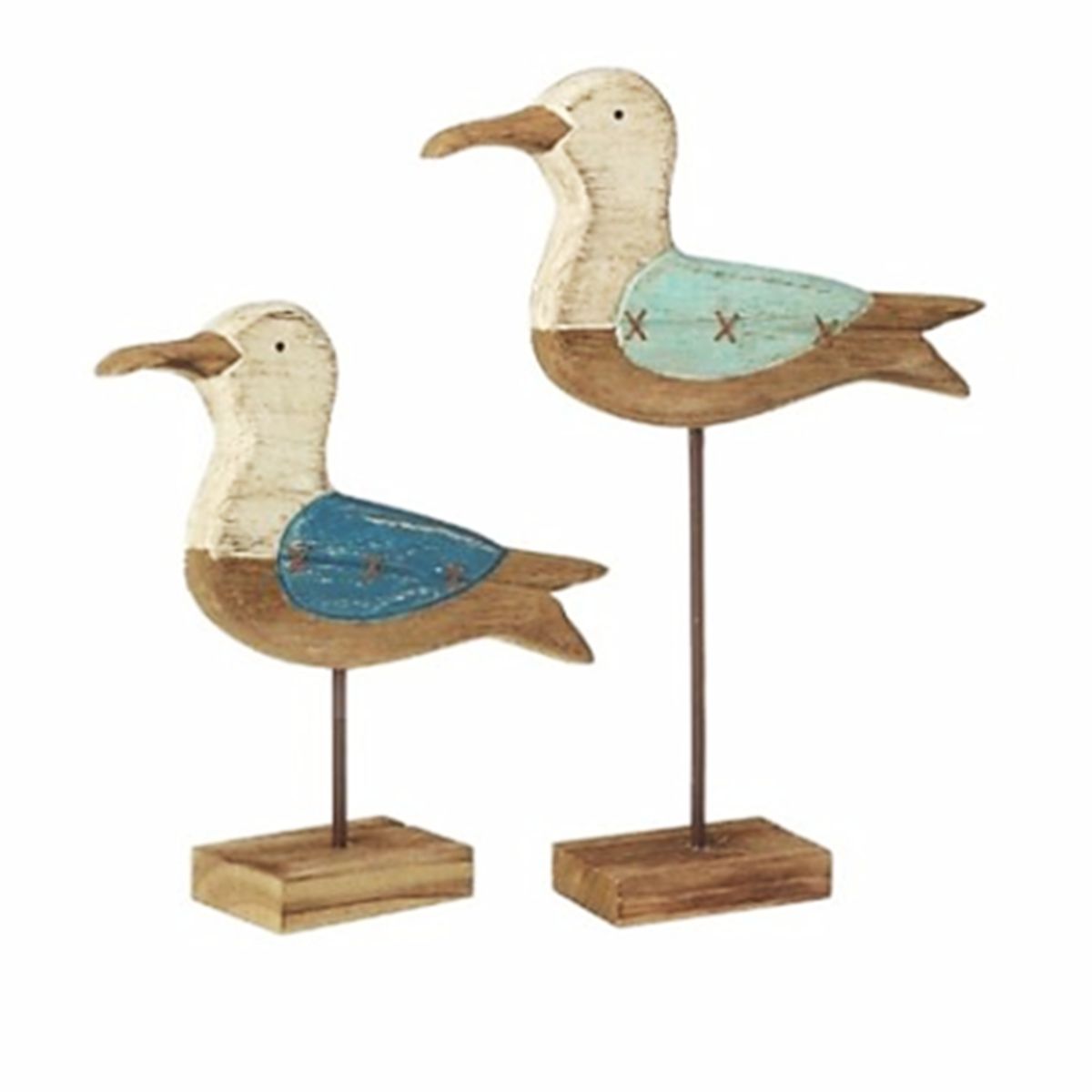 BOSQUE INVERNAL DECORACION ECO ALTERNATIVA - Dúo de gaviotas vintage en madera