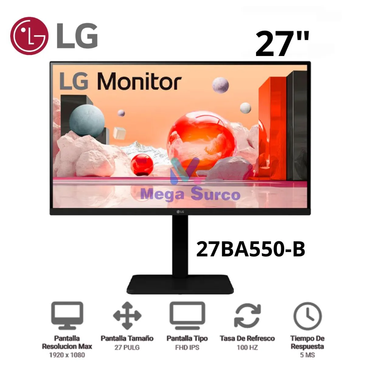 LG - MONITOR LED LG 27 IPS 27BA550-B 100HZ FHD 1HDMI 1DP 1VGA 4USB