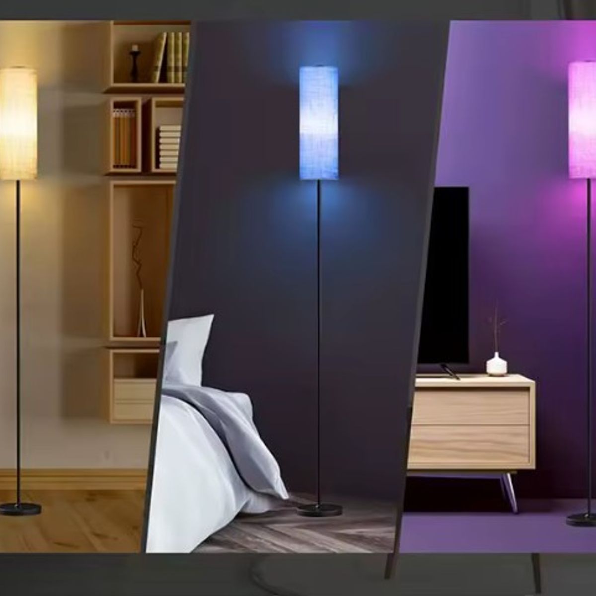 OEM - LAMPARA DE PIE LED RGB INTELIGENTE CONTROLADA POR APP CONTROL REMOTO E INTERRUPTOR DE PIE