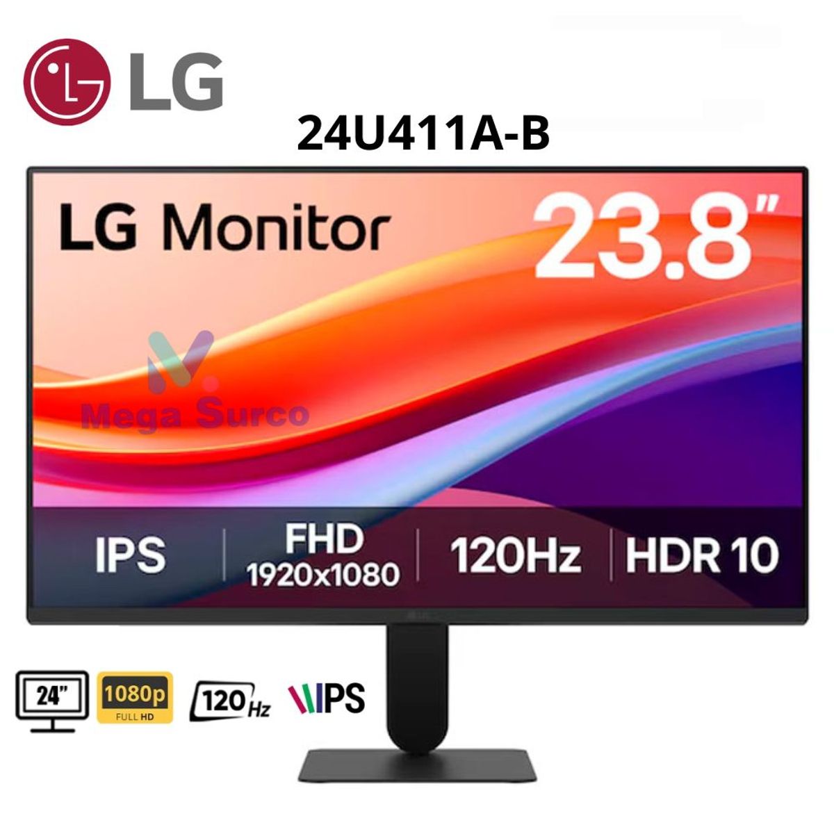 LG - MONITOR LG 23.8 24U411A-B 120HZ/ 5MS/ IPS/ FHD/ VGA/ HDMI/ HDR10