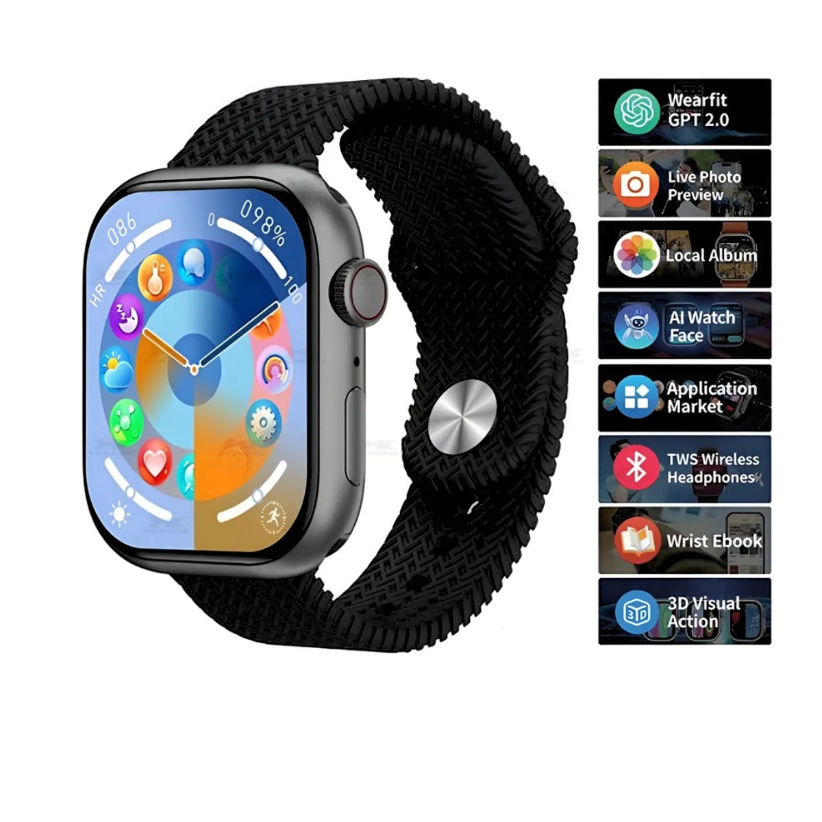 GENERICO - SMARTWATCH SERIE 10 , HK 10 PRO MAX 2GB DE MEMORIA, PANTALLA AMOLED, 2 CORREAS.