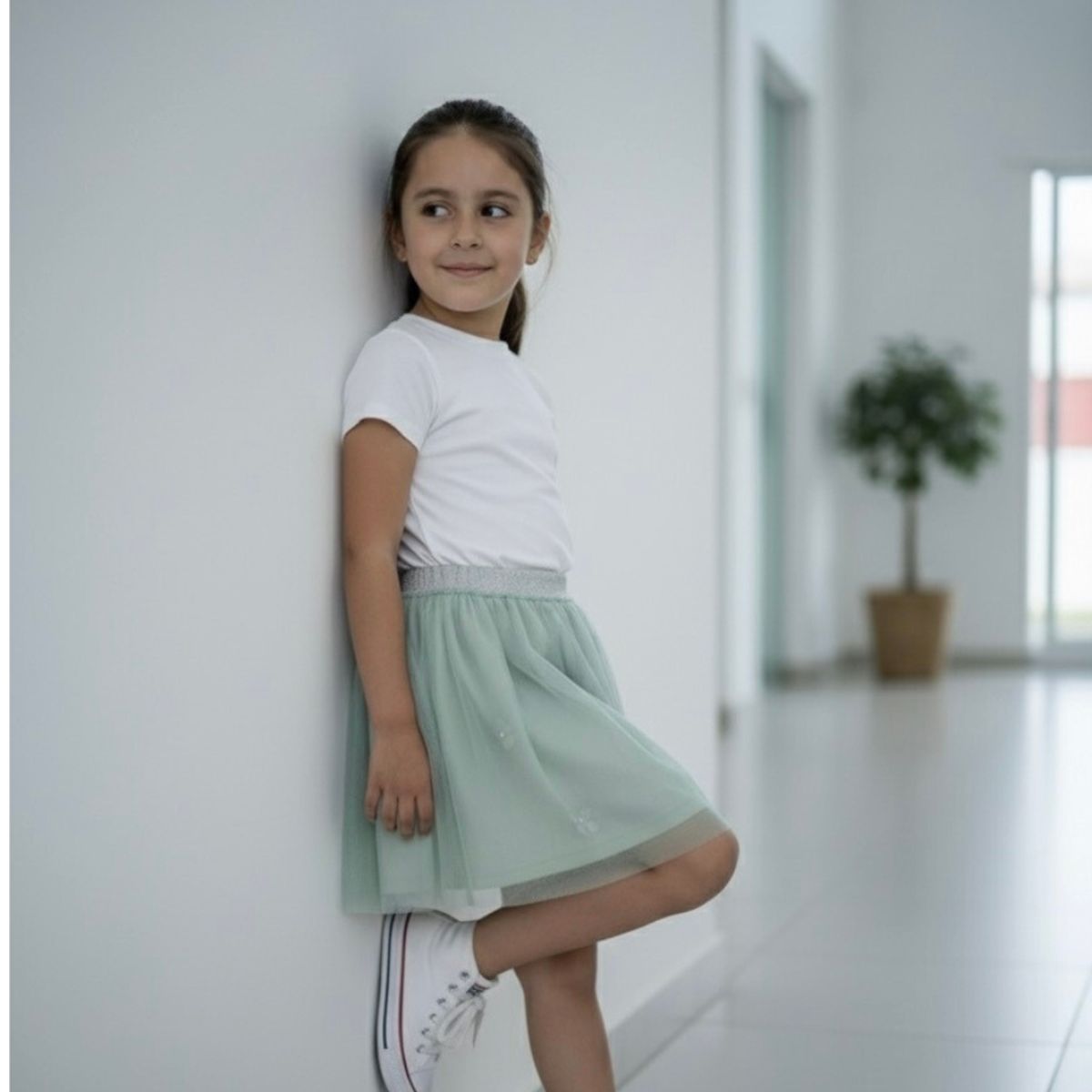 GENERICO - Falda Tul Verde Menta Niña Algodón  Angela Kids