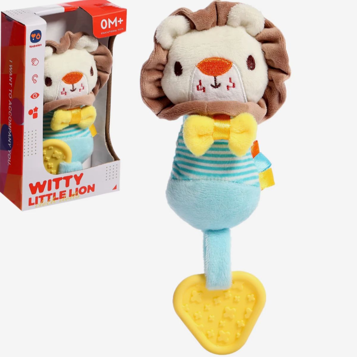 GENERICO - Sonaja de felpa suave para estimulación - Leoncito