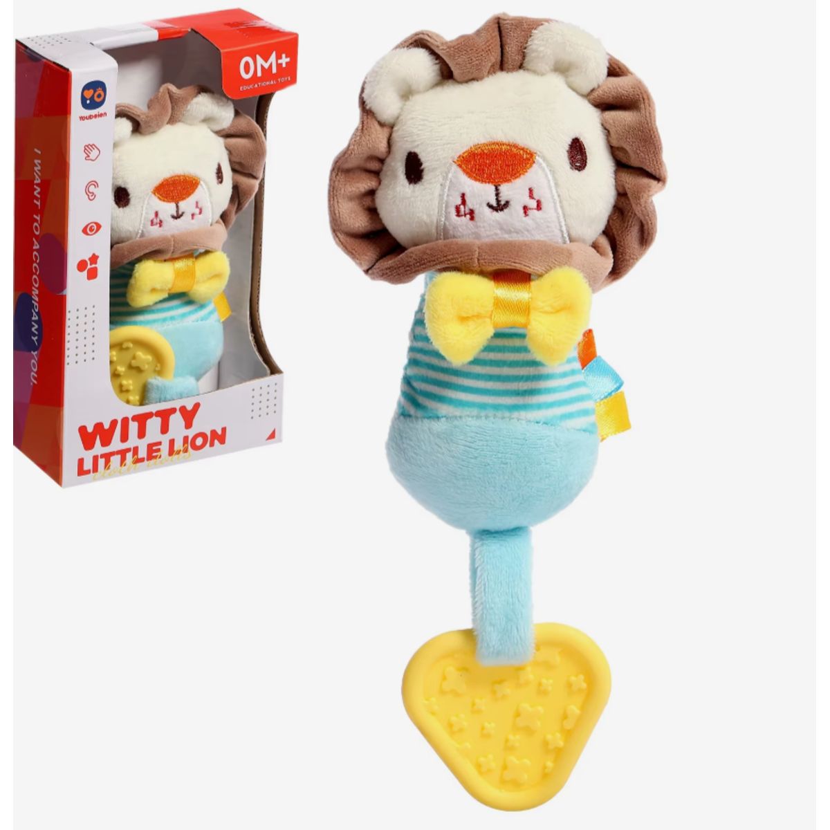 GENERICO - Sonaja de felpa suave para estimulación - Leoncito